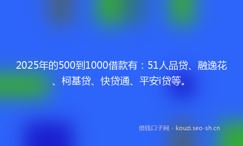 2025年的500到1000借款有：51人品贷、融逸花、柯基贷、快贷通、平安i贷等。