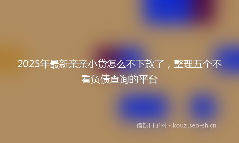 2025年最新亲亲小贷怎么不下款了，整理五个不看负债查询的平台