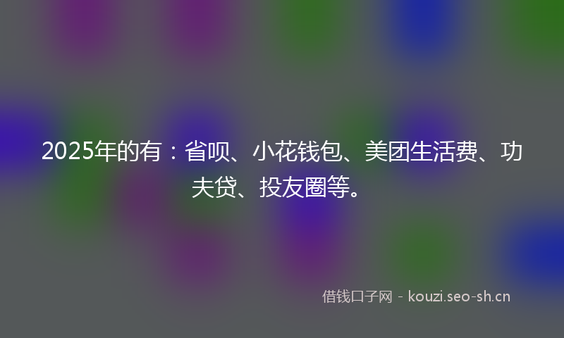 2025年的有：省呗、小花钱包、美团生活费、功夫贷、投友圈等。