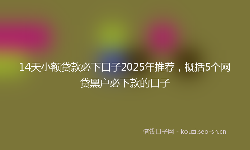 14天小额贷款必下口子2025年推荐，概括5个网贷黑户必下款的口子