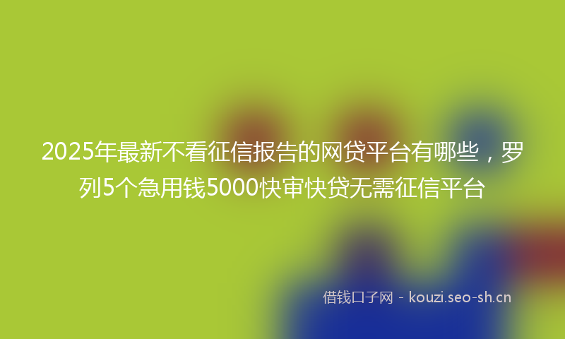 2025年最新不看征信报告的网贷平台有哪些，罗列5个急用钱5000快审快贷无需征信平台