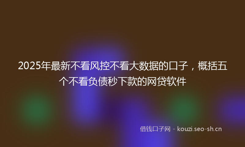 2025年最新不看风控不看大数据的口子，概括五个不看负债秒下款的网贷软件