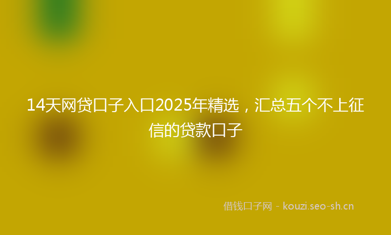 14天网贷口子入口2025年精选，汇总五个不上征信的贷款口子