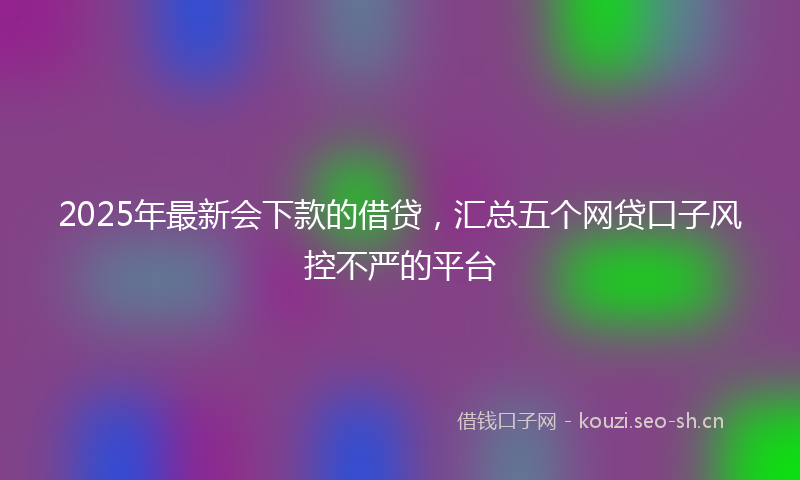 2025年最新会下款的借贷,汇总五个网贷口子风控不严的平台
