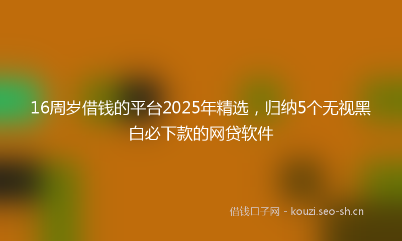 16周岁借钱的平台2025年精选，归纳5个无视黑白必下款的网贷软件