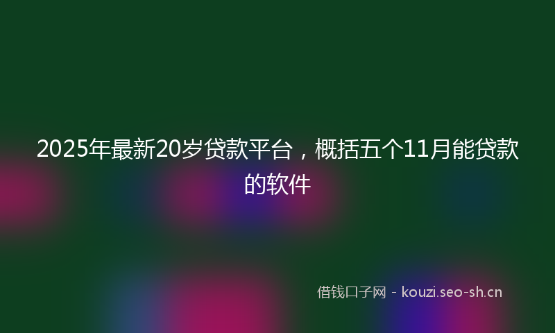 2025年最新20岁贷款平台，概括五个11月能贷款的软件