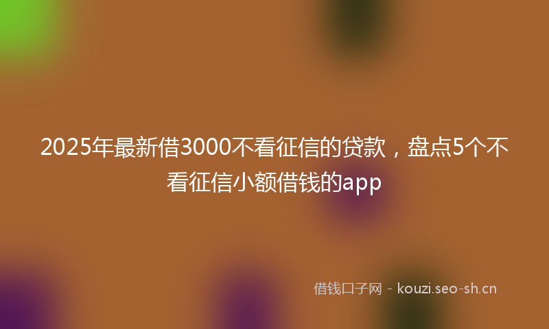 2025年最新借3000不看征信的贷款，盘点5个不看征信小额借钱的app