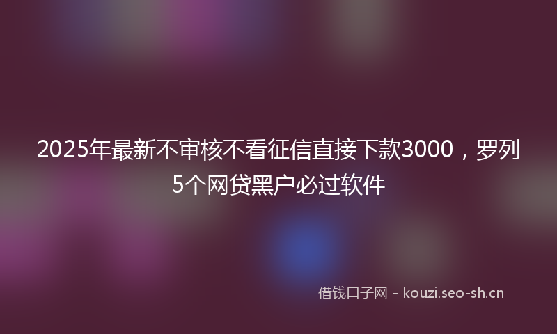 2025年最新不审核不看征信直接下款3000，罗列5个网贷黑户必过软件