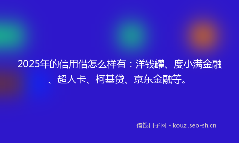 2025年的信用借怎么样有：洋钱罐、度小满金融、超人卡、柯基贷、京东金融等。