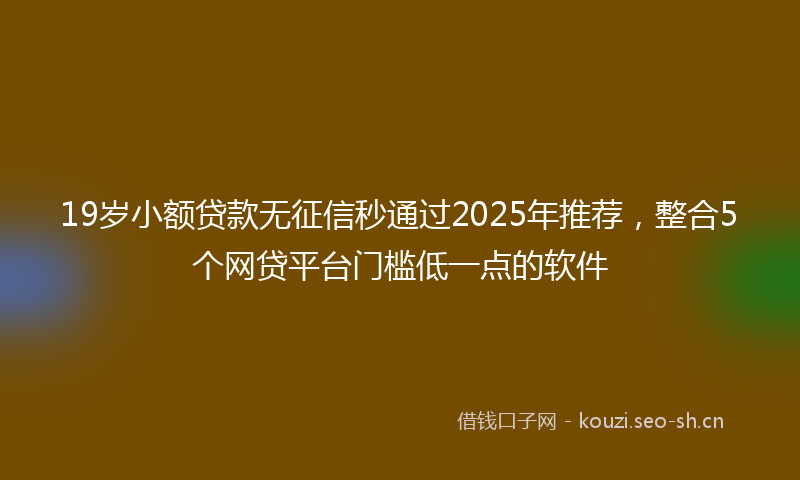 19岁小额贷款无征信秒通过2025年推荐，整合5个网贷平台门槛低一点的软件