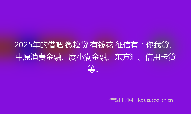 2025年的借吧 微粒贷 有钱花 征信有：你我贷、中原消费金融、度小满金融、东方汇、信用卡贷等。