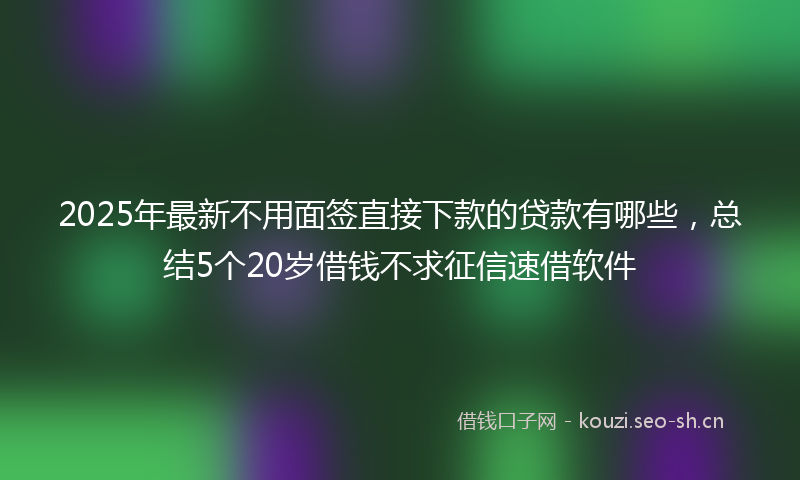2025年最新不用面签直接下款的贷款有哪些，总结5个20岁借钱不求征信速借软件