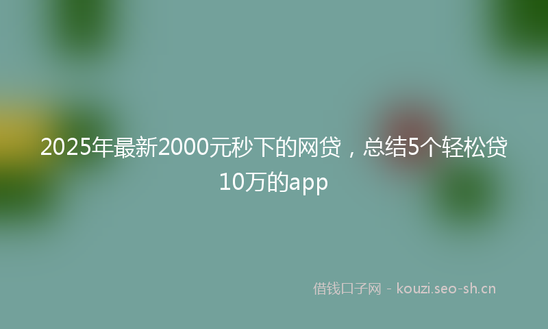 2025年最新2000元秒下的网贷，总结5个轻松贷10万的app