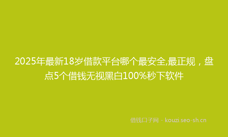 2025年最新18岁借款平台哪个最安全,最正规，盘点5个借钱无视黑白100%秒下软件
