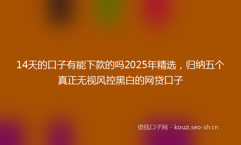14天的口子有能下款的吗2025年精选，归纳五个真正无视风控黑白的网贷口子