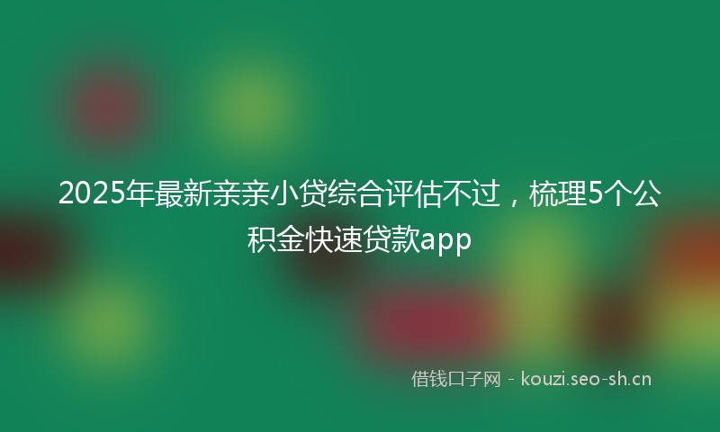 2025年最新亲亲小贷综合评估不过,梳理5个公积金快速贷款app
