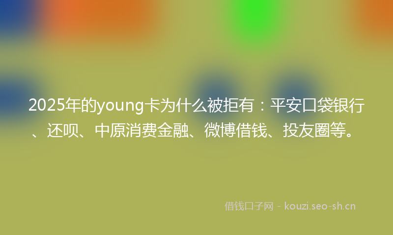 2025年的young卡为什么被拒有：平安口袋银行、还呗、中原消费金融、微博借钱、投友圈等。