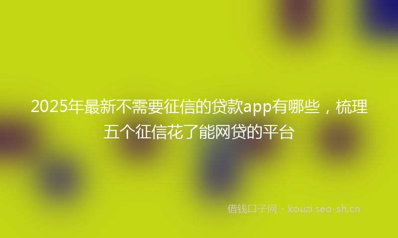 2025年最新不需要征信的贷款app有哪些，梳理五个征信花了能网贷的平台