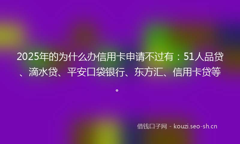 2025年的为什么办信用卡申请不过有：51人品贷、滴水贷、平安口袋银行、东方汇、信用卡贷等。