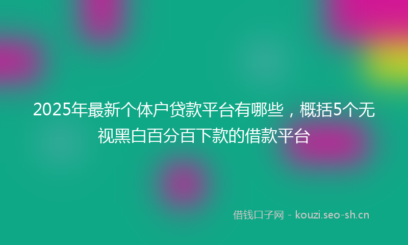 2025年最新个体户贷款平台有哪些，概括5个无视黑白百分百下款的借款平台