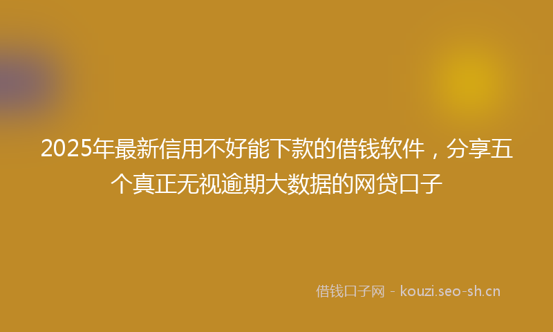 2025年最新信用不好能下款的借钱软件，分享五个真正无视逾期大数据的网贷口子
