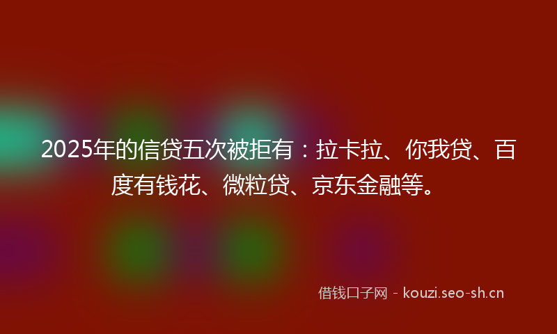 2025年的信贷五次被拒有:拉卡拉、你我贷、百度有钱花、微粒贷、京东金融等。