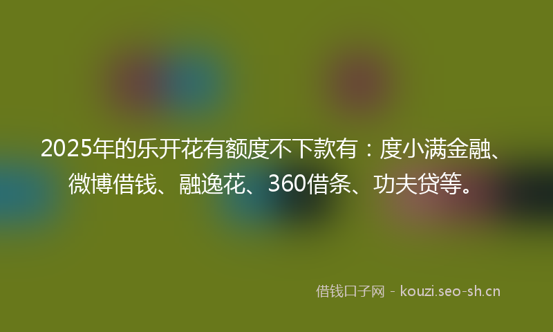 2025年的乐开花有额度不下款有：度小满金融、微博借钱、融逸花、360借条、功夫贷等。