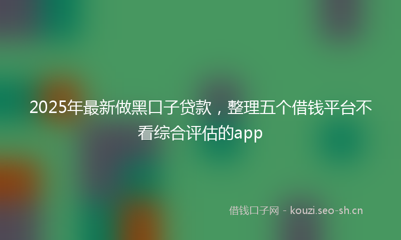 2025年最新做黑口子贷款，整理五个借钱平台不看综合评估的app