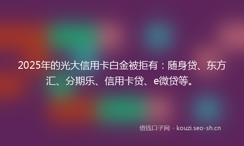 2025年的光大信用卡白金被拒有：随身贷、东方汇、分期乐、信用卡贷、e微贷等。