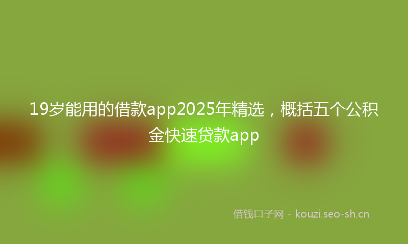 19岁能用的借款app2025年精选，概括五个公积金快速贷款app