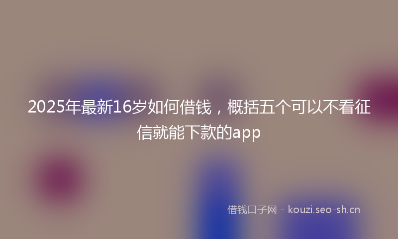 2025年最新16岁如何借钱，概括五个可以不看征信就能下款的app