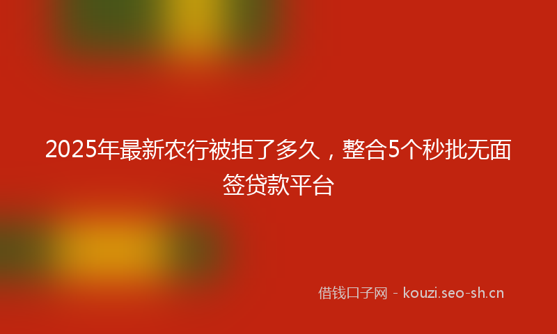 2025年最新农行被拒了多久，整合5个秒批无面签贷款平台