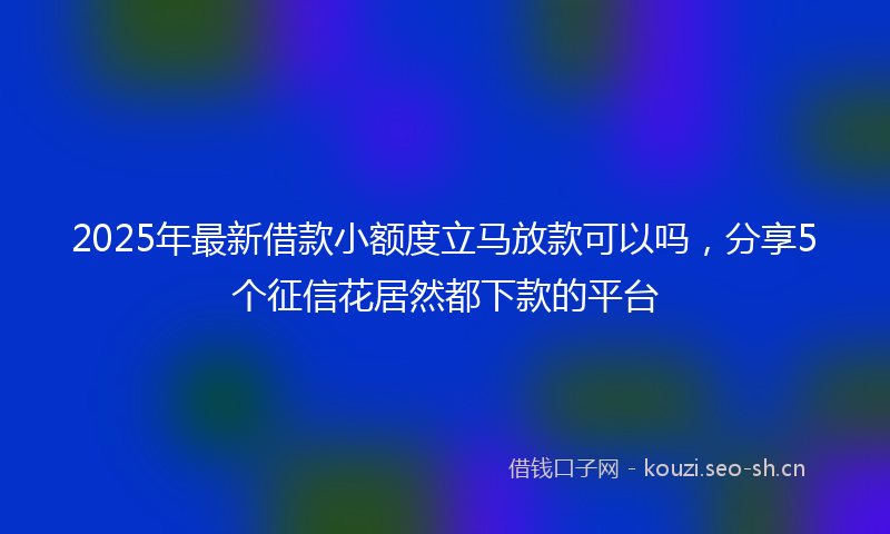 2025年最新借款小额度立马放款可以吗，分享5个征信花居然都下款的平台