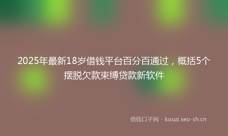2025年最新18岁借钱平台百分百通过，概括5个摆脱欠款束缚贷款新软件
