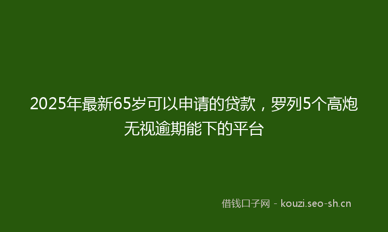 2025年最新65岁可以申请的贷款，罗列5个高炮无视逾期能下的平台