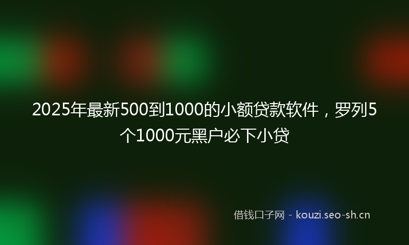 2025年最新500到1000的小额贷款软件，罗列5个1000元黑户必下小贷
