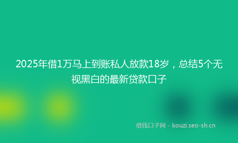 2025年借1万马上到账私人放款18岁，总结5个无视黑白的最新贷款口子