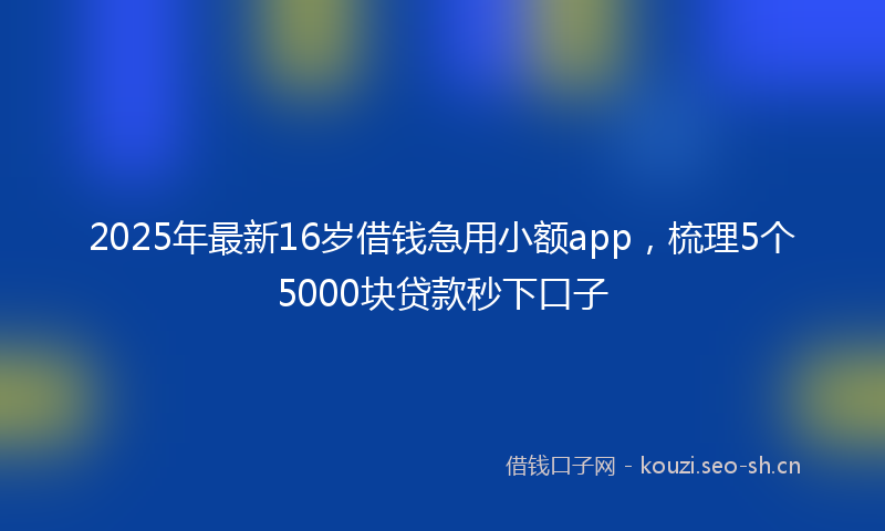 2025年最新16岁借钱急用小额app，梳理5个5000块贷款秒下口子