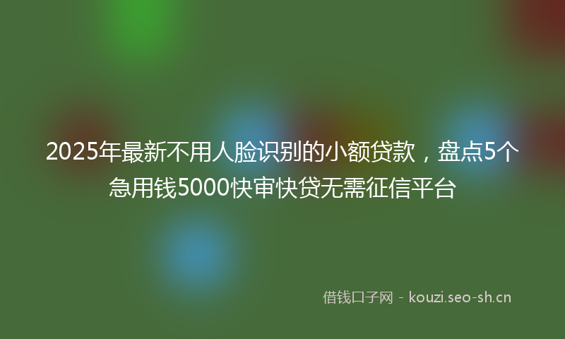 2025年最新不用人脸识别的小额贷款，盘点5个急用钱5000快审快贷无需征信平台