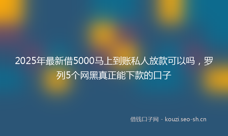 2025年最新借5000马上到账私人放款可以吗，罗列5个网黑真正能下款的口子