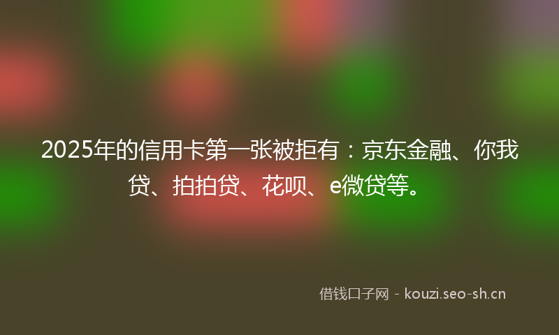 2025年的信用卡第一张被拒有：京东金融、你我贷、拍拍贷、花呗、e微贷等。