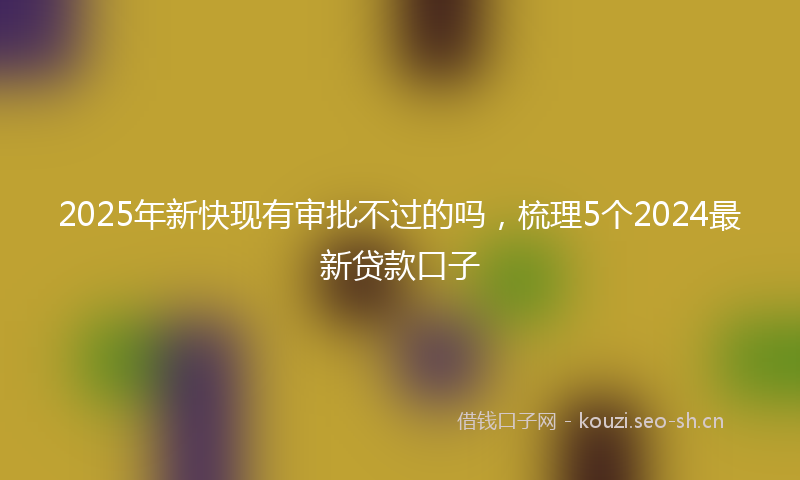 2025年新快现有审批不过的吗，梳理5个2024最新贷款口子