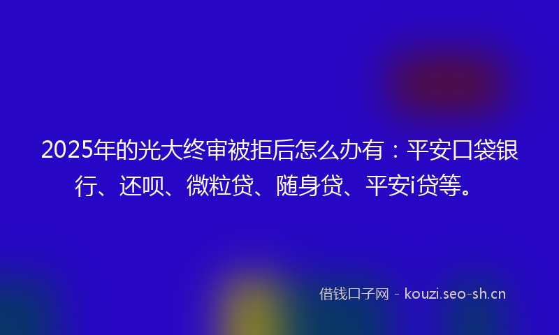 2025年的光大终审被拒后怎么办有：平安口袋银行、还呗、微粒贷、随身贷、平安i贷等。