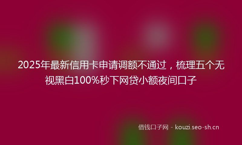 2025年最新信用卡申请调额不通过，梳理五个无视黑白100%秒下网贷小额夜间口子