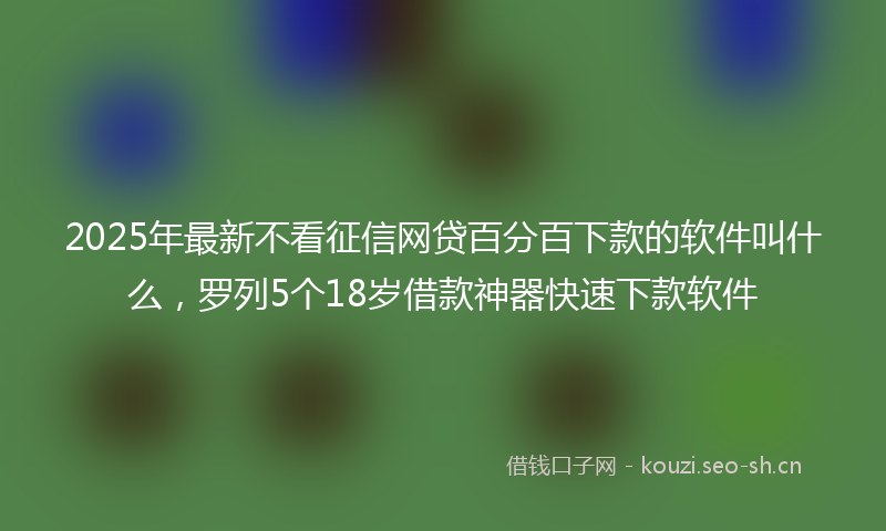 2025年最新不看征信网贷百分百下款的软件叫什么，罗列5个18岁借款神器快速下款软件