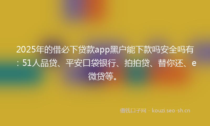 2025年的借必下贷款app黑户能下款吗安全吗有：51人品贷、平安口袋银行、拍拍贷、替你还、e微贷等。