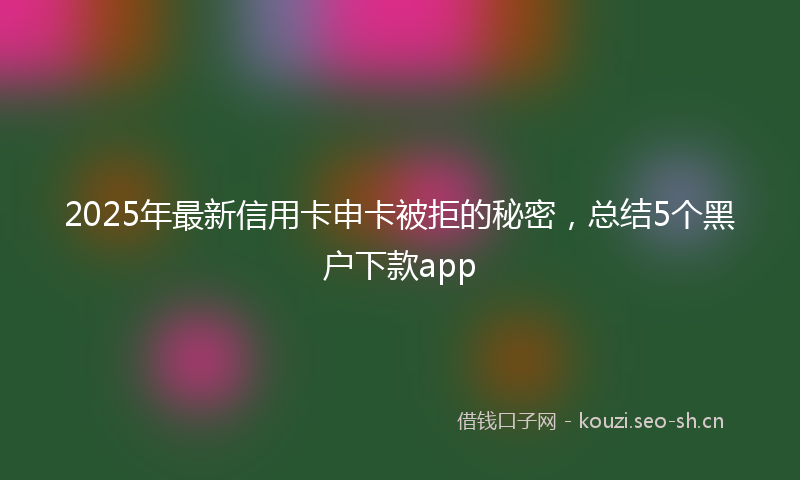 2025年最新信用卡申卡被拒的秘密，总结5个黑户下款app