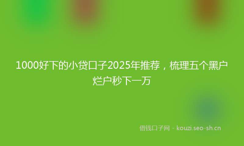 1000好下的小贷口子2025年推荐，梳理五个黑户烂户秒下一万