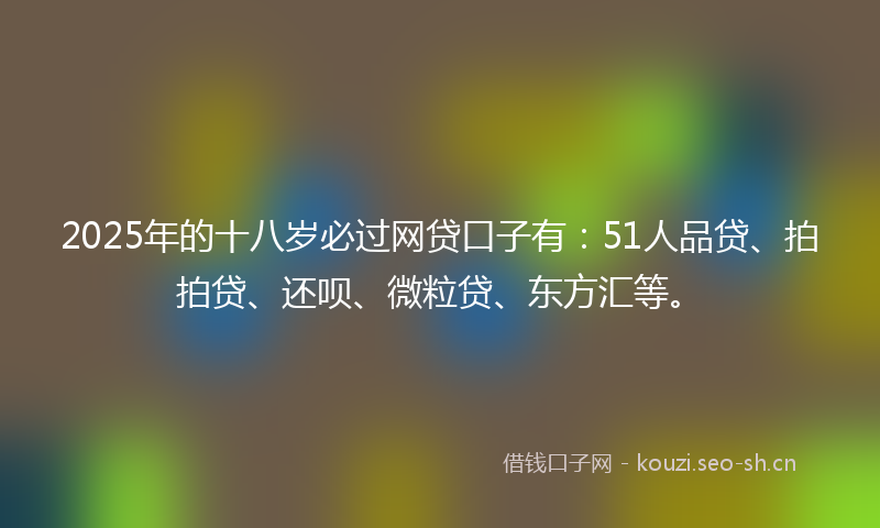 2025年的十八岁必过网贷口子有：51人品贷、拍拍贷、还呗、微粒贷、东方汇等。