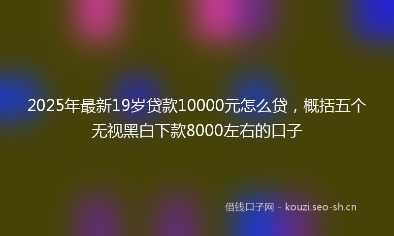 2025年最新19岁贷款10000元怎么贷，概括五个无视黑白下款8000左右的口子